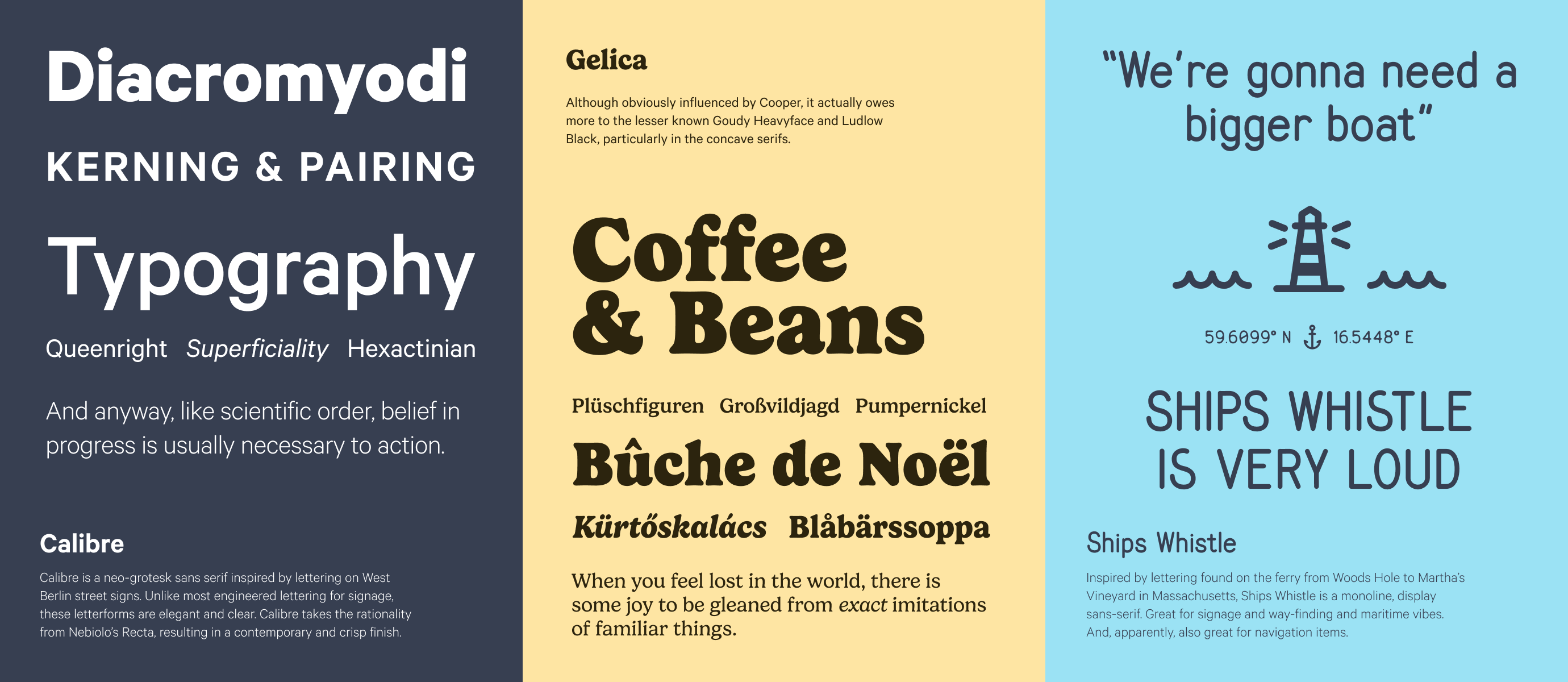 Examples of typography using the typefaces on this website